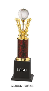 Metal Trophy Model 784 Sports Award With Glass Ball And Gold Stars Durable Design For Games And Events with wooden base - Product Image 5