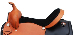 Selle de cheval western personnalisée en cuir véritable de qualité supérieure d'Inde, avec arceau en bois et quincaillerie en laiton, pour le barrel racing et l'équitation - Product Image 2