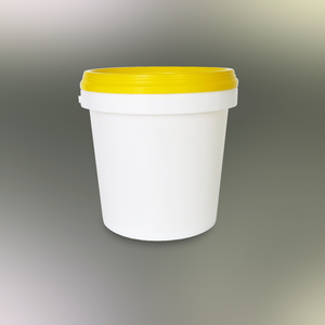 Seau cylindrique blanc en plastique PP avec couvercle jaune, non toxique, inodore, vide, pour le stockage et le transport - Product Image 1