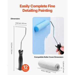 โครงลูกกลิ้งทาสีขนาด 4 นิ้ว น้ำหนักเบา พร้อมด้ามจับ อุปกรณ์ทาสีขนาดเล็กสำหรับทาผนังบ้าน ใช้ได้กับลูกกลิ้งขนาดเล็ก 4 ชิ้น - Product Image 2