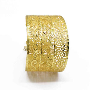 Pulseras de filigrana de oro teñido de 14K, 18K, 24K al por mayor, joyería de diseño tradicional, pulseras de moda, brazaletes de latón Kada - Product Image 3