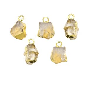 Pendentif en citrine naturelle brute électroplaqué, collier en cristal plaqué or, bijoux pour femmes - Product Image 4
