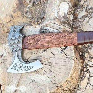 Hacha Vikinga Nórdica Tradicional, Hecha a Mano, con Mango de Madera, Herramienta para Cortar Leña, Estilo Artesanal, Decoración de Estilo Tradicional - Product Image 4