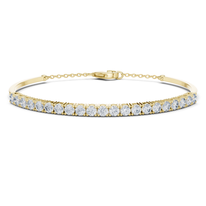 Round Cut Lab Grown Diamond <b>Bangle</b> half Chain Bracelet 14K 18K <b>Solid</b> <b>Gold</b> DEF VVS Classic Bridal Wedding Fine Jewelry for Women - Product Image 3