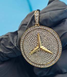 Colgante de disco redondo de alta calidad con moissanita, chapado en oro con plata 925, símbolo de lujo, joyería fina, colgantes y dijes - Product Image 5