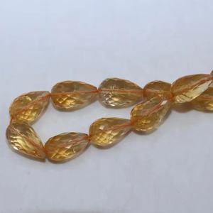 Perles de citrine naturelle de qualité AAA, facettées, 7-10 mm, forme de gouttes droites, brin de 16 pouces pour la fabrication de bijoux - Product Image 1