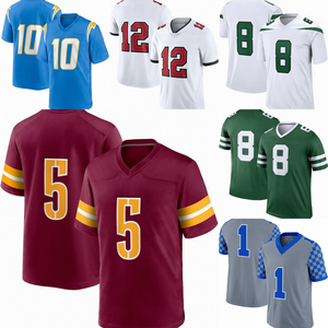 Maillot de football américain personnalisé pour garçons, col en V, manches courtes, double sangle, impression sublimée, respirant, anti-humidité, polyester - Product Image 5