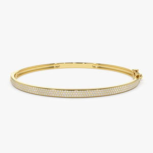 Brazalete de Oro Amarillo con Múltiples Hileras de Diamantes Cultivados en Laboratorio - Product Image 1