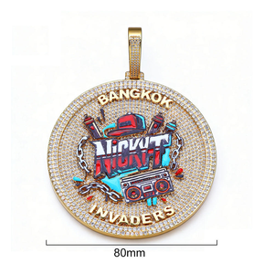 Colgante Redondo de Lujo con Moissanita Iced Out Estilo Hip Hop Bangkok Invaders, Amuleto de Graffiti Colorido, Joyería de Declaración - Product Image 5