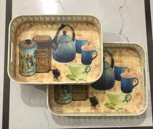 Bandeja de servicio Corte láser Diseñador Imprimir Esmalte Recubierto de metal Bandeja decorativa Pichwai Inicio Regalos promocionales Precio bajo por FWE - Product Image 6