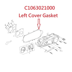 PGO OEM Genuine Left <b>Cover</b> Gasket C1063021000 T-Rex 50/110/125 CVT gasket, MOQ 500pcs, House brand package - Product Image 1