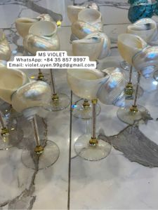 Verre à vin unique fait main en coquillage 20-100ml, cadeau de mariage plage, gobelet à martini en coquillage irisé pour la mariée, décoration d'autel, coupe rituelle - Product Image 5