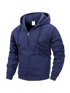 Men's Hooded Fleece Zipper Sweatshirt Solid Color Boxy Fit Casual Winter Windproof Eco-Friendly Pocket Knitted 100% Cotton 2027 - Product Image 3