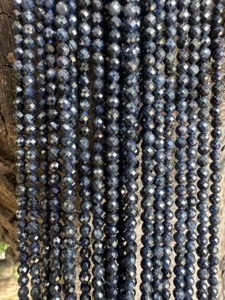 Collier de perles en saphir naturel 3mm, saphir bleu facetté, pierre précieuse de guérison pour la fabrication de bijoux, pierre de naissance de septembre, Modi Gems - Product Image 1