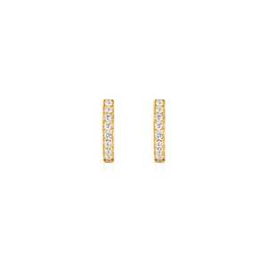 Pendientes Minimalistas de Aro con Diamantes, Oro Sólido de 14K/18K, Mini Huggies Apilables con Engaste Pavé de 8mm, Pendientes Personalizados para Segundo Agujero, Uso Diario - Product Image 4