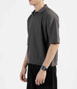 Camiseta polo informal al por mayor con cremallera para hombre, 100% algodón, talla grande, corte holgado, manga corta, con logo impreso personalizado. - Product Image 6