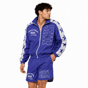 Ensemble de survêtement d'été léger en nylon avec broderie personnalisée de haute qualité, patchwork, coupe-vent et sweat à capuche - Product Image 6