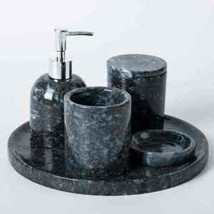 Juego de Baño Minimalista de Resina Blanca, Hecho a Mano, Colección de Cuatro Piezas Decorativas, Fácil de Limpiar - Product Image 4