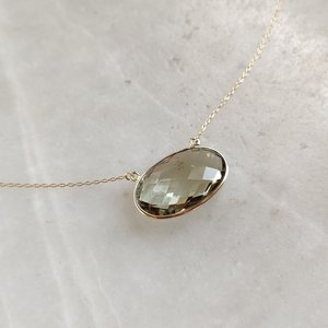Pendentif en or 14 carats avec améthyste verte naturelle, coupe ovale, 13x21mm, bijoux en pierres précieuses à la mode pour femmes, pendentif élégant en or et améthyste verte - Product Image 2