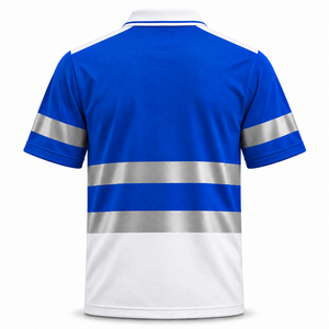 Camiseta Polo de Trabajo Reflectante Personalizada para Hombre, con Bolsillo en el Pecho, Manga Corta, Cuello en Contraste, Cinta Plateada, Uniforme para Trabajadores de la Construcción - Product Image 2