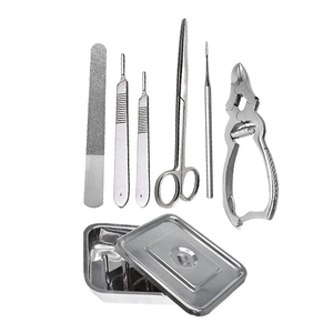 Fully Customized Made New Trendy 7 Pieces Stainless Steel Cuticle Nipper Lifter And <b>File</b> Ingrown Toenail Podiatry Instruments - Product Image 1