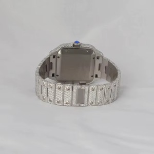 Montres de luxe personnalisées en acier inoxydable de haute qualité, quartz, entièrement serties de diamants étincelants VVS Moissanite cultivés en laboratoire pour hommes, style indien - Product Image 2