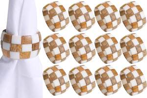 Ensemble de 12 anneaux de serviette rustiques faits à la main en époxy et bois pour la décoration de table, mariage, Pâques, accessoires modernes style ferme - Product Image 2