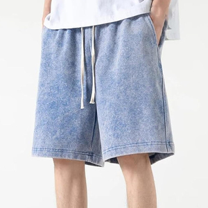 Pantalones Cortos Deportivos Casuales para Hombre, Cómodos, Lavados con Ácido, con Cintura Elástica y Bolsillos, Ecológicos, 100% Algodón, Diseño Liso - Product Image 6