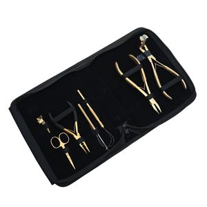 Kit d'outils pour extensions capillaires de salon : Pince à micro-anneaux, Pince à extensions à clipser, Crochet à boucle, Anneau de séparation rapide, Outil à crochet pour cheveux, Mini ciseaux de coupe - Product Image 1