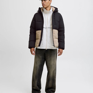 Men Thickened Color Block Puffer Jacket Warm Winter Ski Coat with Stand Collar & <b>Zip</b>-<b>Up</b> Front OEM Custom Bulk - Product Image 6