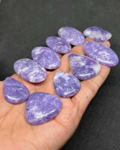 Lapidolite naturelle lisse de couleurs mélangées, cabochon fait main, pierre précieuse en vrac aux vertus curatives étonnantes, formes variées, certifiée par une tierce partie N - Product Image 4