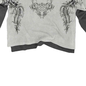 เสื้อยืดคุณภาพสูงสองชั้น สไตล์สตรีทแวร์ ลายพิมพ์กราฟิกเปลวไฟทั้งตัว แขนเสื้อแบบดิสเทรส สไตล์ Y2K เสื้อยืดแขนยาวสองชั้น - Product Image 6