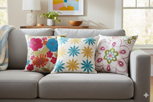 Housse de coussin en coton brodé et cuir, douce, durable, respirante, moderne, pour le salon, décoration de la maison - Product Image 5