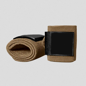 Bandes de poignet personnalisées pour la musculation avec couverture de la paume et boucles pour le pouce, en polyester et coton respirant, fermeture auto-agrippante - Product Image 1