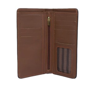 <b>Bifold</b> Premium Long Brown Leather Wallets For Men With Multiple Card Slots Zipper Pocket ID Window Travel <b>Purse</b> Folder Accessory - Product Image 2