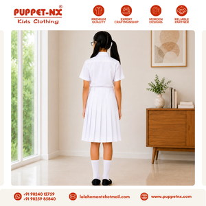 Jupe plissée blanche de qualité supérieure pour uniforme scolaire, bas de tenue pour bébés filles et enfants, tissée, service OEM, polyester/coton, approvisionnement en gros - Product Image 3