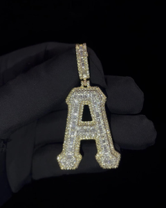 Hip Hop Jewelry <b>Iced</b> <b>Out</b> VVS Mossanite Diamond 925 Sterling Silver A-Z Initial Letter Pendant For Men <b>Chain</b> - Product Image 1