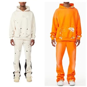 Suéter de alta calidad para hombre, chándal apilado con capucha, diseños personalizados, pantalones de dos piezas de Hip Hop para invierno - Product Image 1