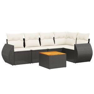 Grand ensemble de canapés de jardin modulaires en rotin PE noir, collection de meubles d'extérieur élégante - Product Image 2