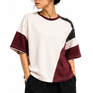 Womens Premium Cotton Boxy Tee Custom Relaxed Loose Fit Short Sleeve T Shirt Private Label OEM ODM Streetwear Apparel Supplier - Product Image 1