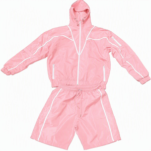 Custom DTG Printing Windbreaker Jacket & Shorts <b>Set</b> 100% Polyester Hooded Sports Jacket & Shorts <b>Set</b> Outdoor Wear - Product Image 3