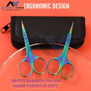 Tijeras para Cejas y Uñas de Acero Inoxidable con Recubrimiento de Titanio Colorido, Afiladas y Precisas, de Marca Privada, para Recorte Profesional - Product Image 4