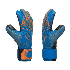High Performance Football Goalkeeper <b>Gloves</b> Blue Black Orange Full Finger PU Breathable Non-Slip Adjustable Wrist Strap Unisex - Product Image 2