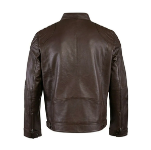 100% <b>Top</b> <b>High</b> Quality Comfortable Breathable Men Black Cow Skin <b>Leather</b> Jacket Winter Warm Long Sleeve Stand Collar Fur Trim - Product Image 4