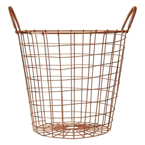 Simple Gold Wire Metal <b>Basket</b> Ideal for Kitchen Home Storage Clothes Laundry Toys Bathroom Organization and Daily Use From India - Product Image 1