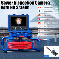 Caméra d'inspection industrielle pour canalisations d'égouts 100M, écran IPS 9 pouces 1080P avec localisateur 512Hz, compteur métrique, DVR, auto-nivelante, câble 7mm