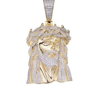 925เงินแท้ชุบโรเดียมตัดยอดเยี่ยมชุด BEZEL iced-OUT missanite คริสเตียน unisex Jesus จี้เสน่ห์ - Product Image 5