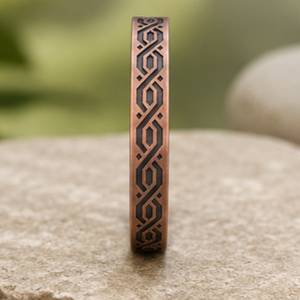 Premium Interlocking Link Engraved Open Cuff Copper Therapy Bracelet Exquisite Craftsmanship Fashion Jewelry - Product Image 1