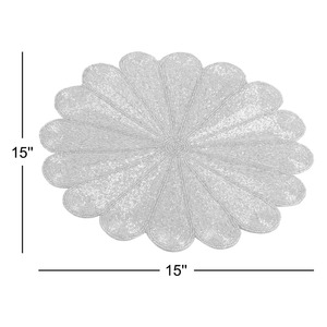 Set de table rond artisanal en perles d'ivoire, décoration de table de luxe pour mariages, fêtes et événements, set de table élégant à fleurs et perles. - Product Image 5