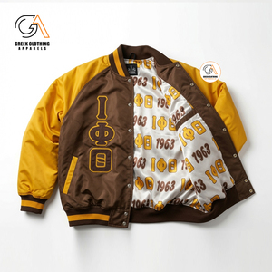 เสื้อแจ็คเก็ตบอมเบอร์ผ้าซาตินหรูหราสไตล์กรีก ลายควิลท์ Iota Phi Theta ระบายอากาศได้ดี เป็นมิตรกับสิ่งแวดล้อม น้ำหนักเบา - Product Image 6